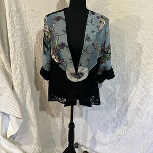 Violet Kay Black‎ and Blue Kimono Jacket, size medium